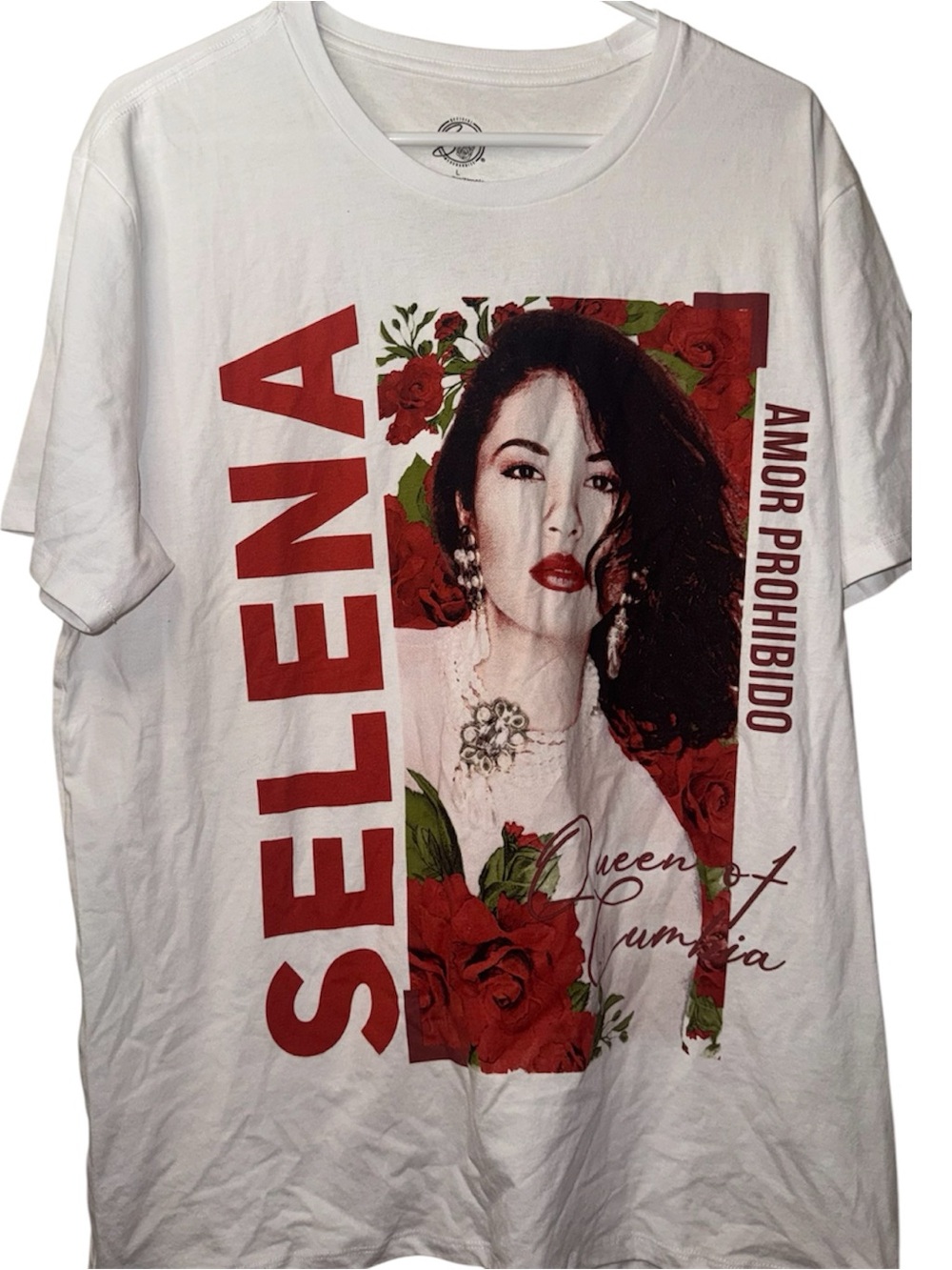 Selena White Graphic Tee - "Amor Prohibido" (L)